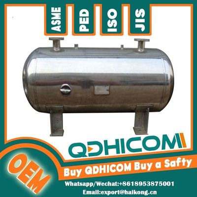 Horizontal Air Compressor Buffer Tank Food Grade Stainless Steel Air Surge Receiver Tank